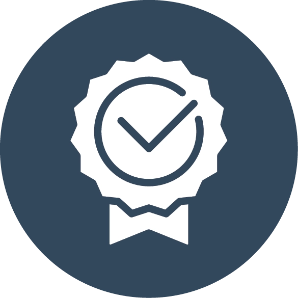 Checkmark ribbon badge icon representing VMAX's 1-year AGM and 7-year lithium premium battery warranties.