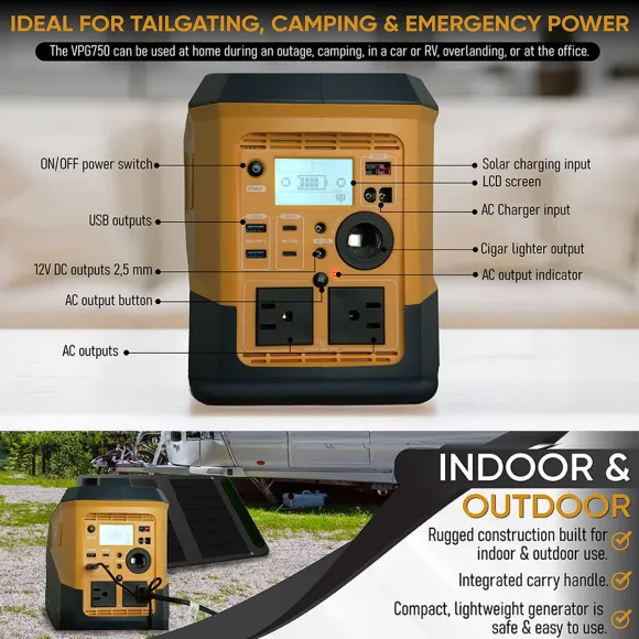 VMAX 110VAC 500W PURE SINE WAVE PORTABLE POWER GENERATOR